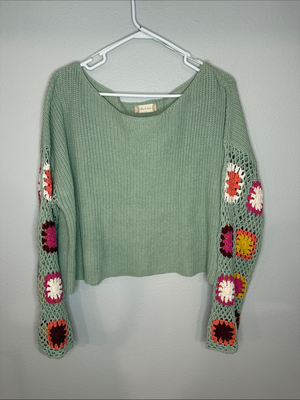 Altar'd State Size Large Crochet Flare Sleeve 60's 70's Hippie Boho Sweater